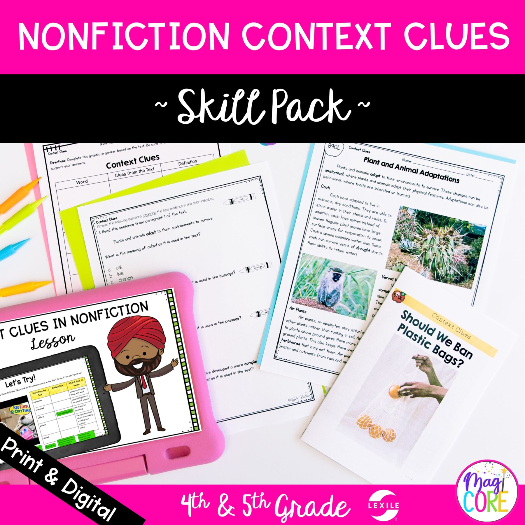 Context Clues in Nonfiction Skill Pack Bundle - RI.4.4 & 5.4 - Print & Digital
