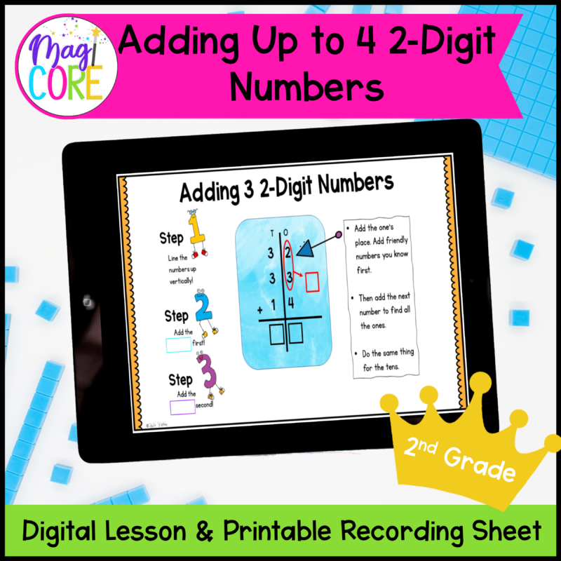 Adding 3 or 4 Two Digit Numbers - 2nd Grade Math Digital Mini Lesson - 2.NBT.B.6