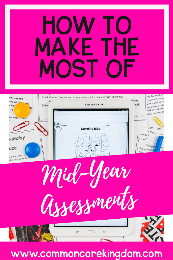How to Make the Most of Mid-Year Assessments blog cover showing text and images of benchmark tests