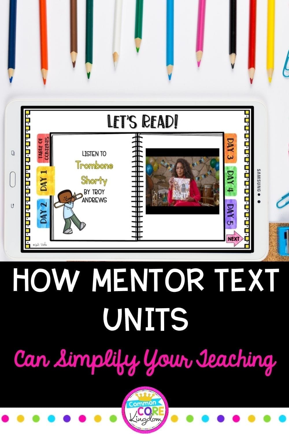 Using mentor texts units for teaching blog post cover showing book units