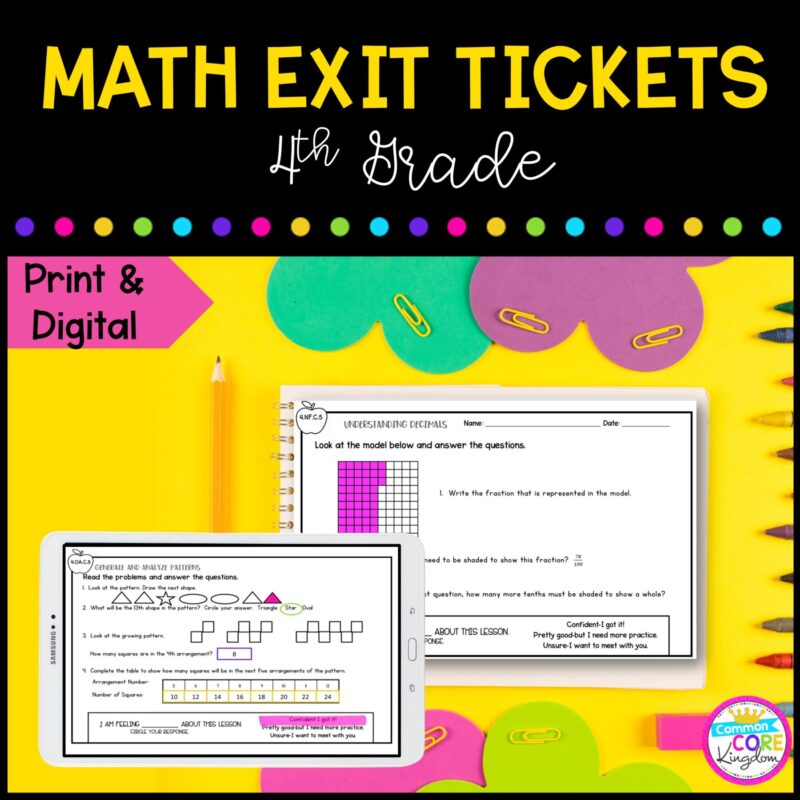 4th Grade Math Exit Tickets in Google SLides Format