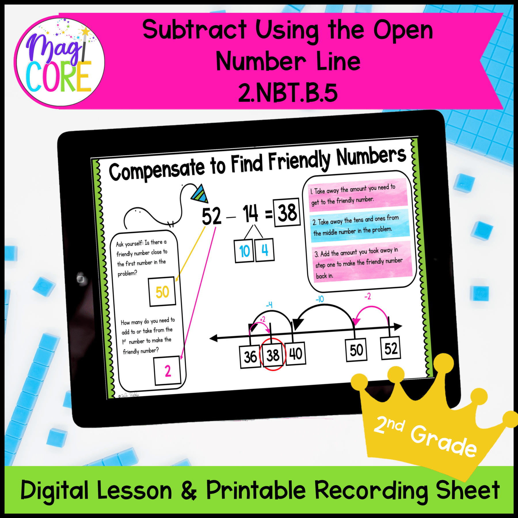 Subtract Using the Open Number Line - 2nd Grade Math Digital Mini Lesson
