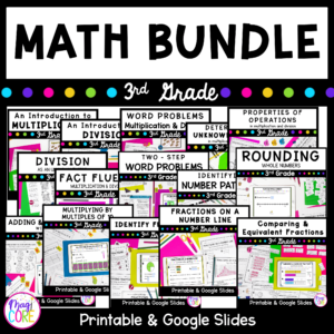 3rd Grade Math Year Long Bundle - Printable & Digital Formats