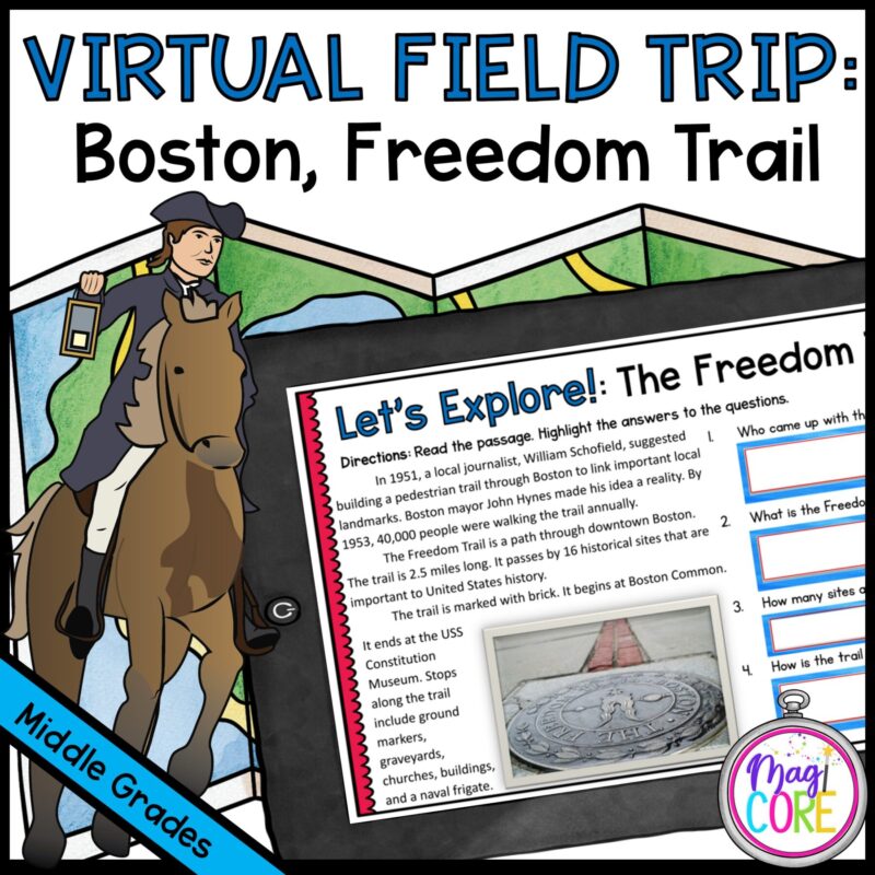 Virtual Field Trip to Boston Freedom Trail in Google Slides and Seesaw Format with Answer Key
