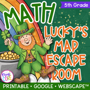 St Patrick's Day 5th Grade Math Review Escape Room & Webscape Digital Activities