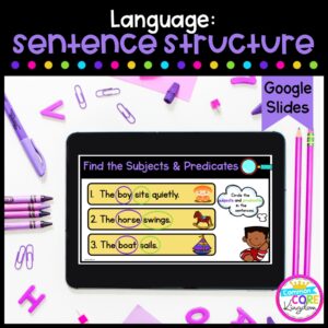 Sentence Structure Digital Activity for 2nd & 3rd Grade