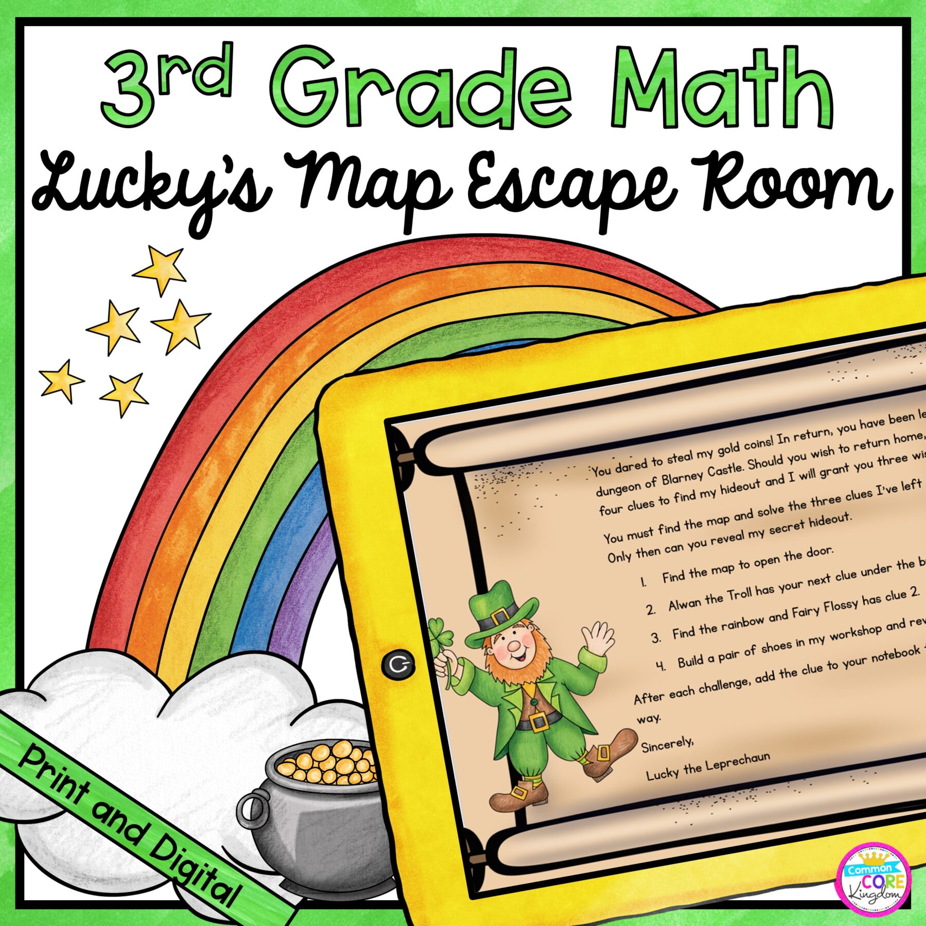 3rd Grade Math Escape Room Lucky's Map