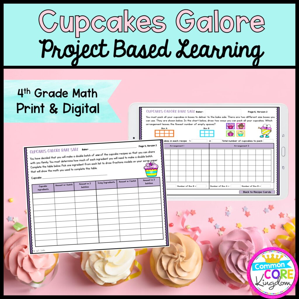 4th Grade Cupcake Galore Project Based Learning in Printable & Digital Format