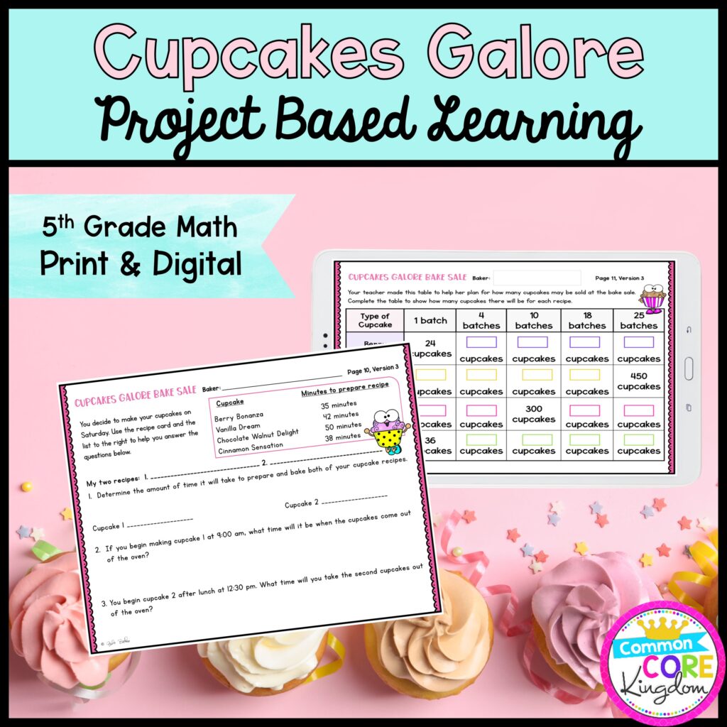 5th Grade Cupcakes Galore Project Based Learning for 5th Grade in Printable & Digital Format