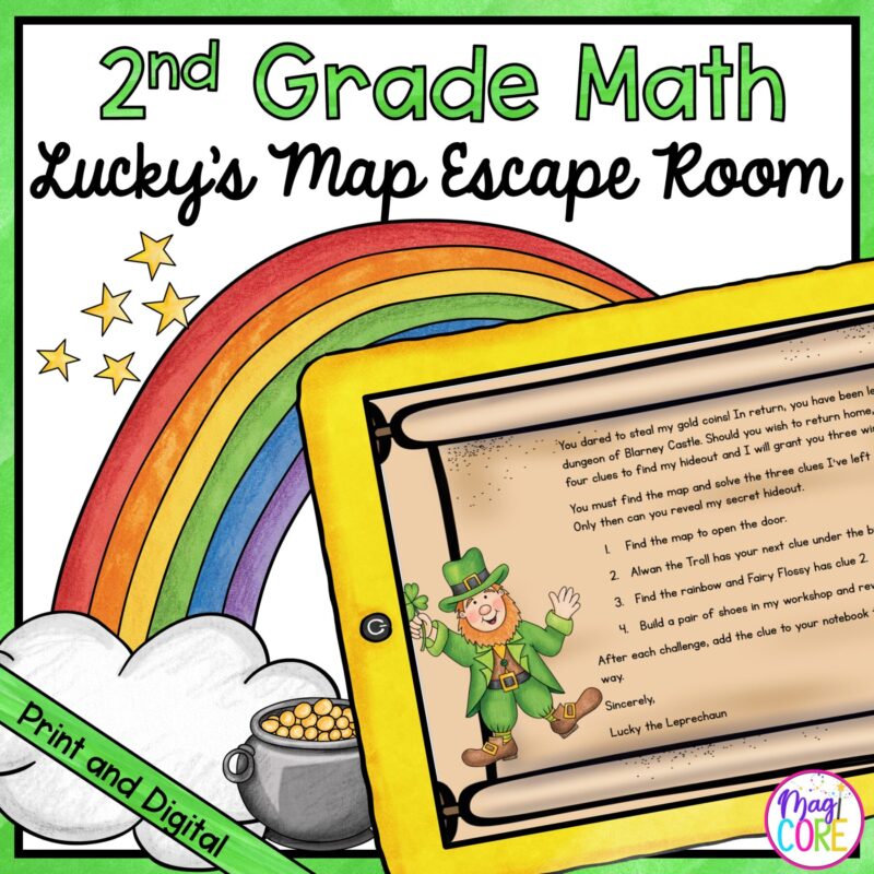 Lucky's Map Math Escape Room for 2nd Grade