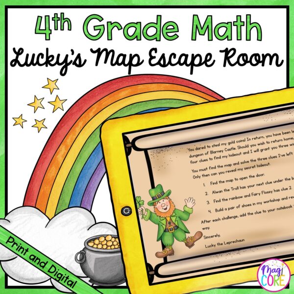 Lucky's Map Math Escape Room for 4th Grade