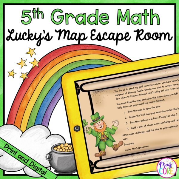 Lucky's Map Math Escape Room for 5th Grade