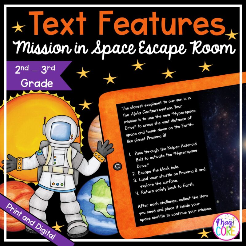 Nonfiction Text Features - 2nd & 3rd Grade Reading Escape Room - Digital & Print