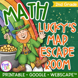 St Patrick's Day 2nd Grade Math Review Escape Room & Webscape Digital Activities