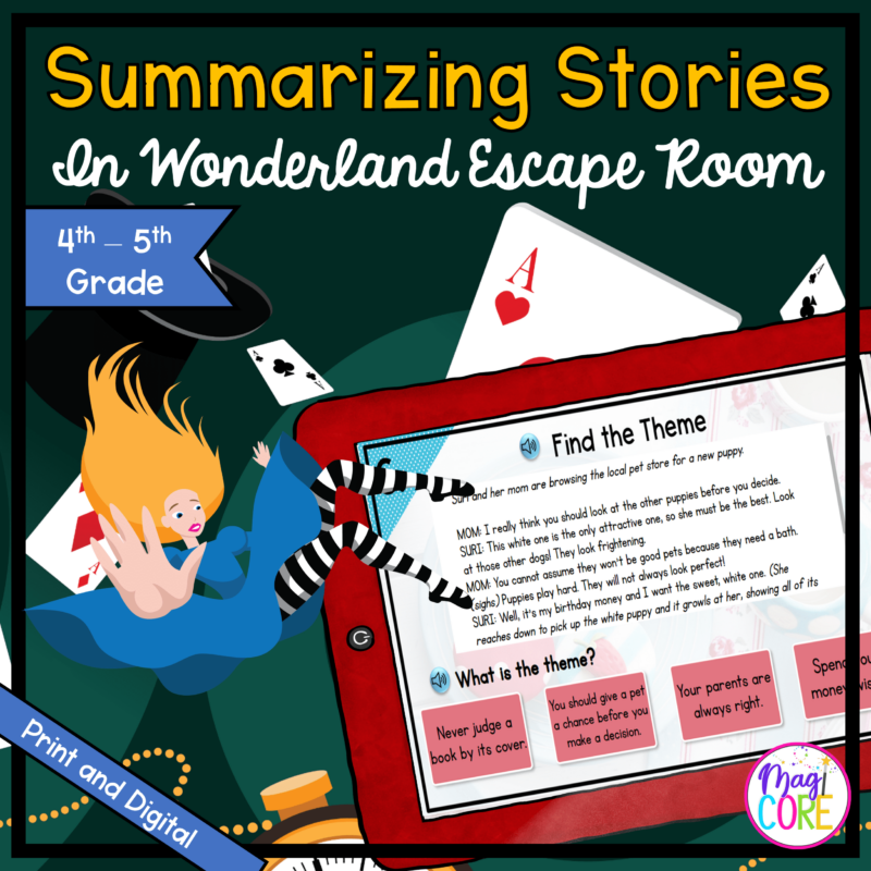 Summarizing Stories in Wonderland Escape Room & Webscape™ - 4th & 5th Grade