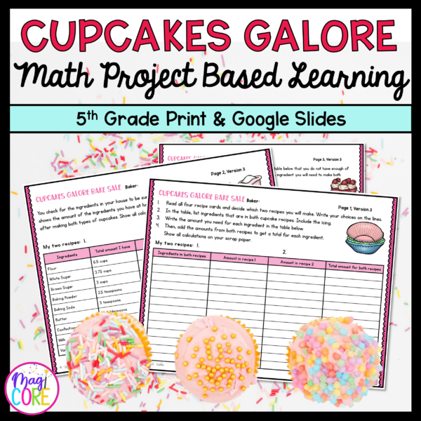 Cupcakes Galore Project Based Learning - 5th Grade Math - Printable & Digital