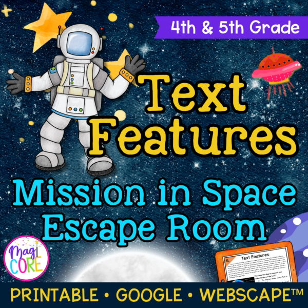 Nonfiction Text Features Reading Escape Room & Webscape - 4th 5th Grade Passages