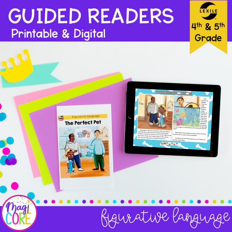 Guided Reading Packet: Figurative Language - 4th & 5th Grade RL.4.4 RL.5.4 - Printable & Digital