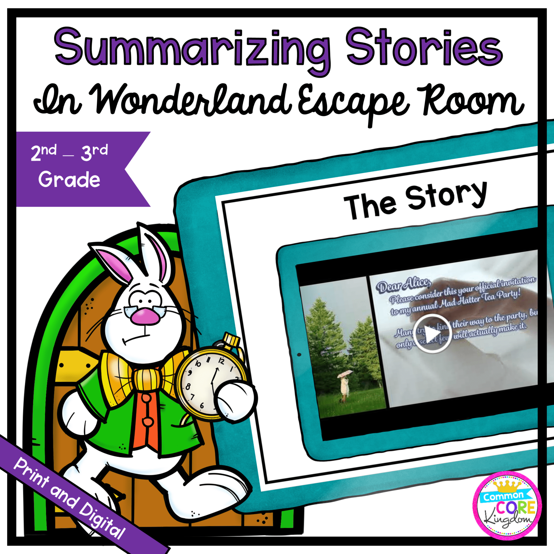 Recounting Stories Escape Room: Alice in Wonderland for 2nd & 3rd Grade