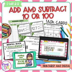 Add & Subtract 10 & 100 - 2nd Grade Math Task Cards - 2.NBT.B.8