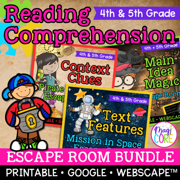 Reading Comprehension Escape Room Bundle - 4th & 5th Grade - Printable & Digital