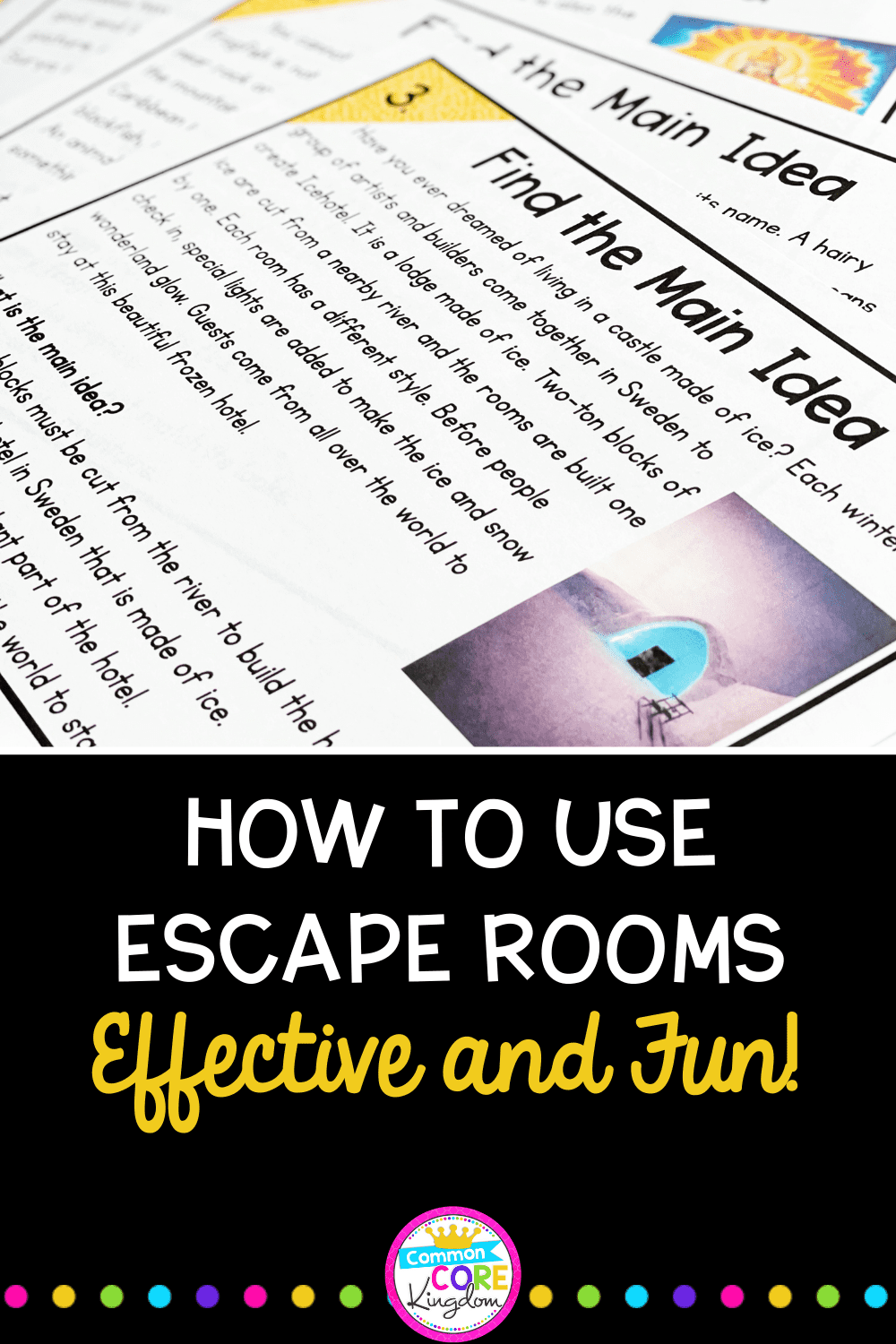 How to use escape rooms to review content blog cover showing image of printable teaching resource and text
