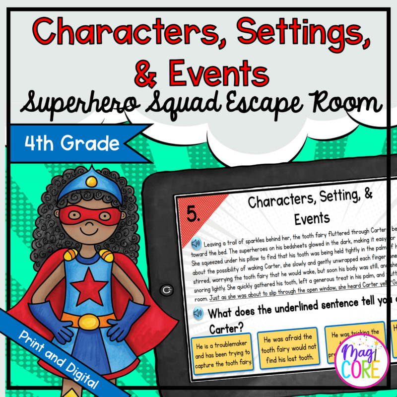 Characters, Settings, & Events Reading Escape Room & Webscape™ - 4th Grade
