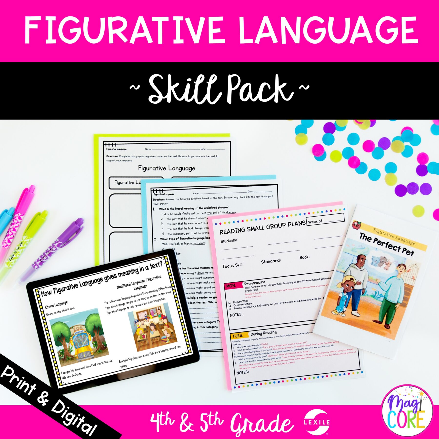 Figurative Language Skill Pack Bundle - RL.4.4 & RL.5.4 - Print & Digital