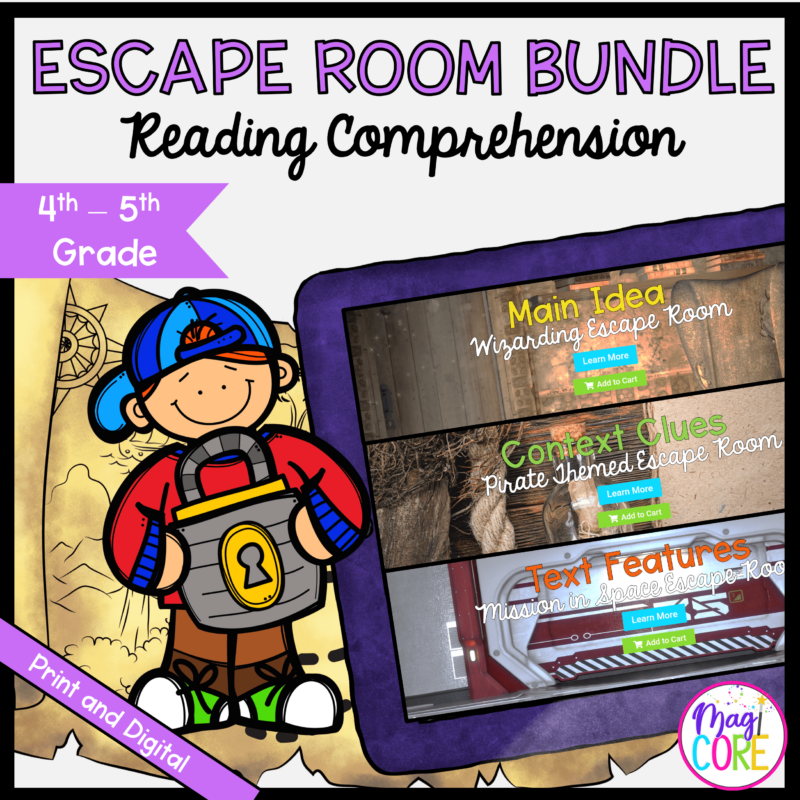 Reading Comprehension Escape Room Bundle - 4th & 5th Grade - Printable & Digital