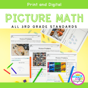 3rd Grade Math Picture Problems in Google Slides & Printable