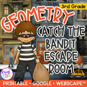 Categorize Shapes Geometry - Bandit Math Escape Room & Webscape™ - 3rd Grade