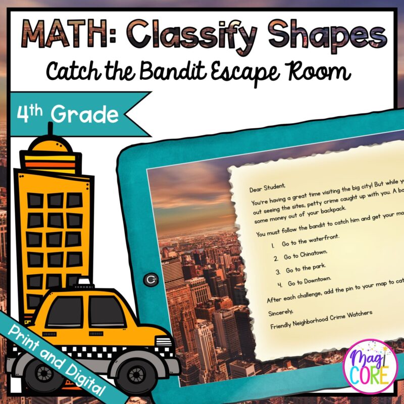 Classify Shapes Geometry Escape Room - Google Slides & Printable - 4th Grade