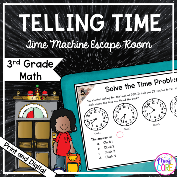 Telling Time Escape Room - 3rd Grade Math - Digital & Printable