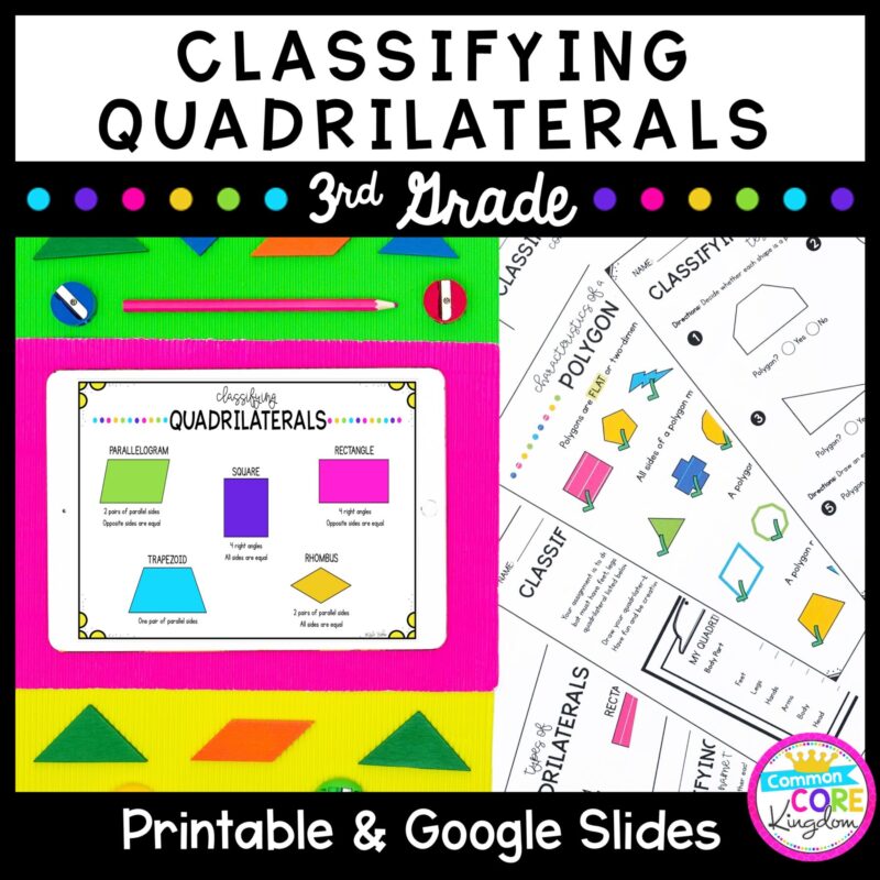Classifying Quadrilaterals Unit for Google Slides Distance Learning 3.GA.1