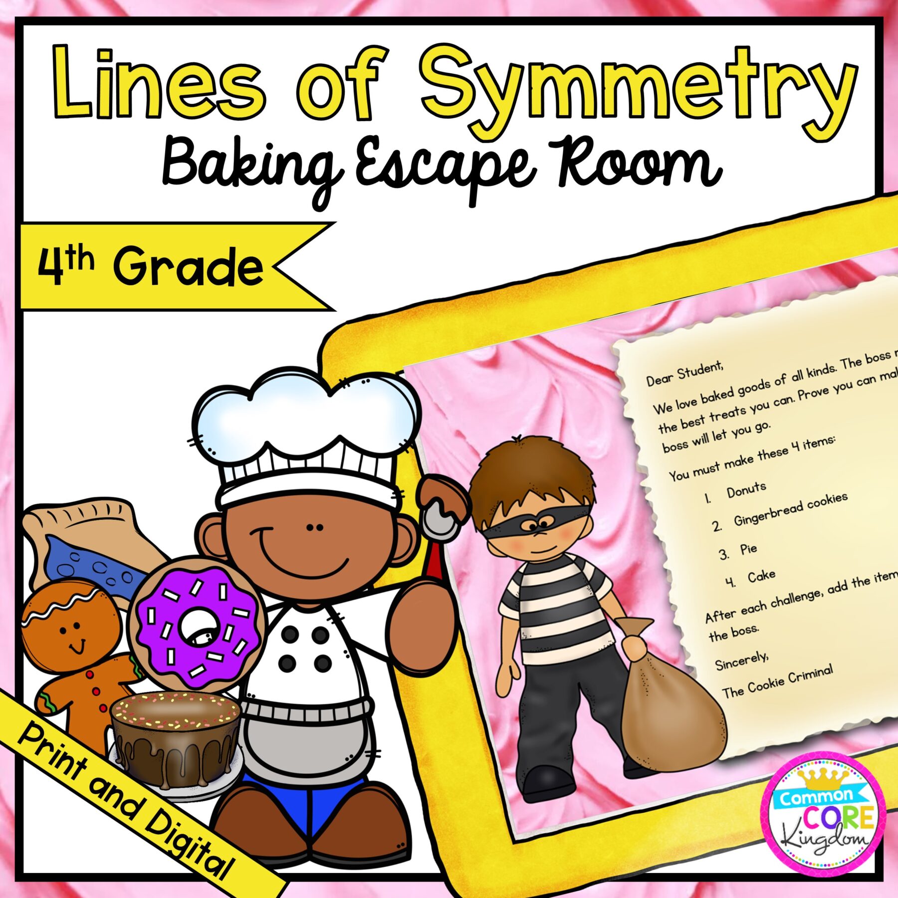 Lines of Symmetry Math Escape Room for 4th Grade in Google Slides & Printable Format