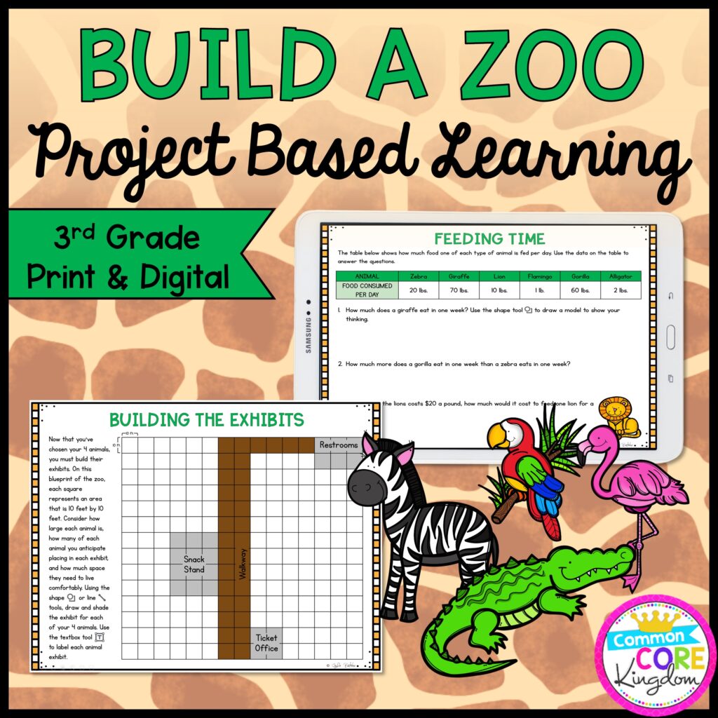 3rd Grade Build a Zoo Project Based Learning in Printable & Google Slides Format