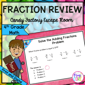 Fraction Review Candy Factory Math Escape Room & Webscape™ - 4th Grade