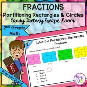 Fractions 2nd Grade Math Candy Factory Escape Room - Digital & Printable