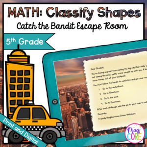 Classify Shapes Geometry - Bandit Math Escape Room & Webscape™ - 5th Grade