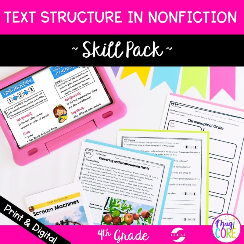 Text Structure in Nonfiction Skill Pack Bundle - RI.4.5 - Print & Digital