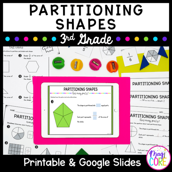 Partitioning Shapes - 3rd Grade Math Unit - Print & Digital Formats 3.GA.2