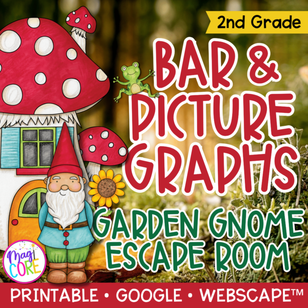 Bar & Picture Graphs Garden Gnome Math Escape Room & Webscape™ - 2nd Grade