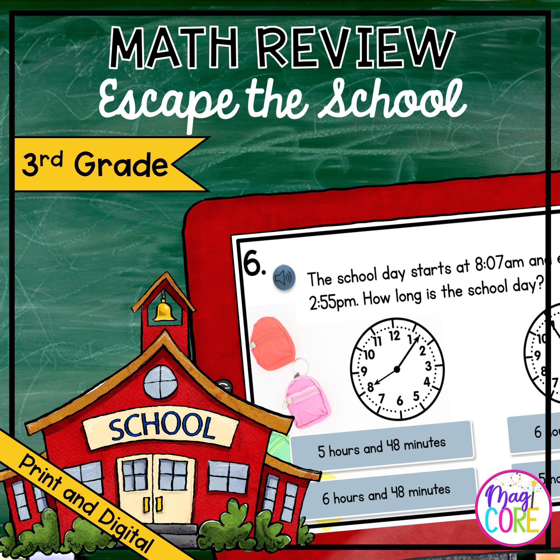 3rd Grade Math Escape Room & Webscape™ - Escape the School End of Year Theme
