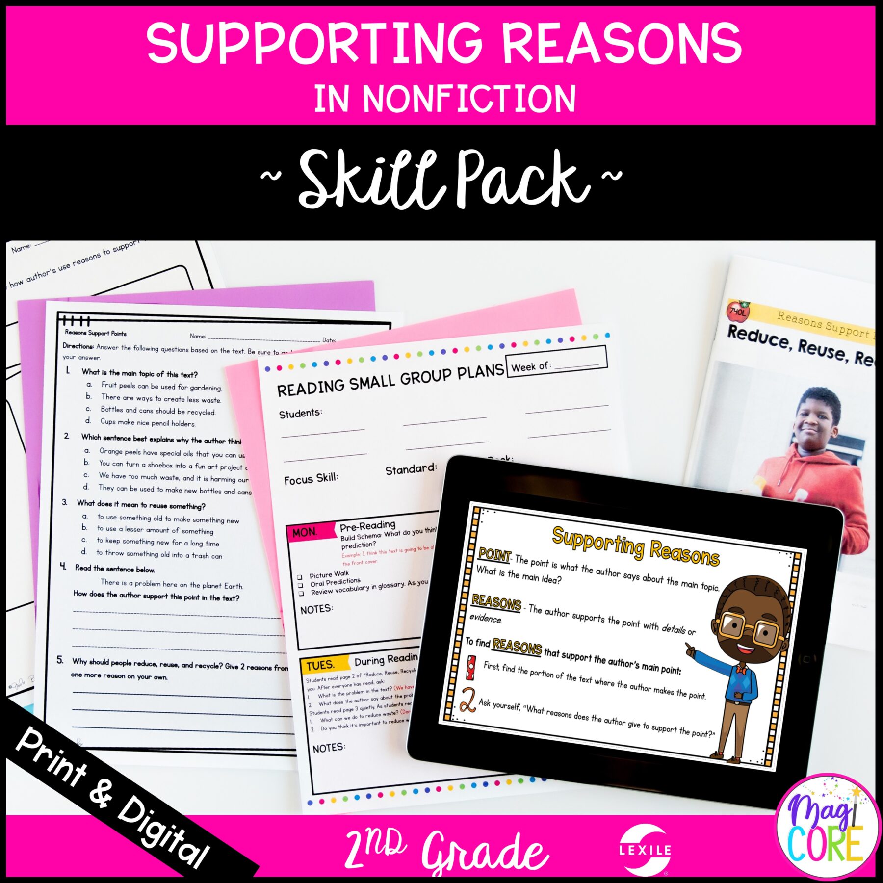 Supporting Reasons in Nonfiction Skill Pack Bundle - RI.2.8 - Print & Digital
