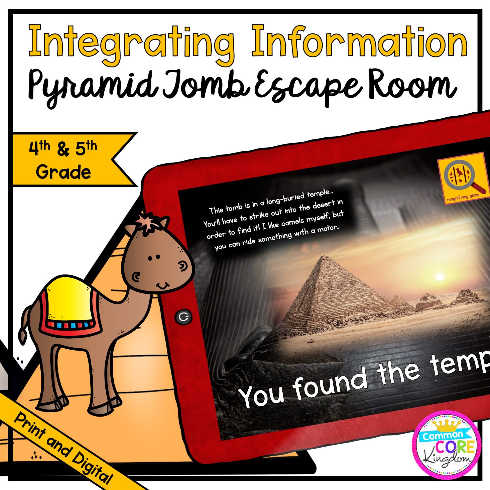 Integrating Information - Pyramid Tomb Escape Room for 4th & 5th Grade in Digital & Printable Format