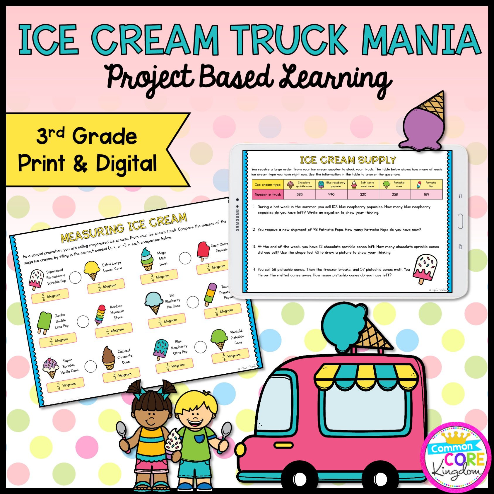 Ice Cream Truck Mania: Math Project Based Learning - 3rd in Print & Digital Format