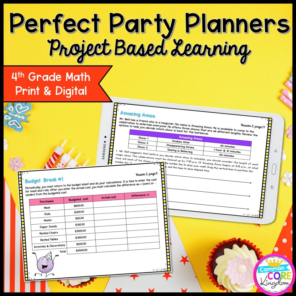4th Perfect Party Planners Project Based Learning in Printable & Google Slides Format