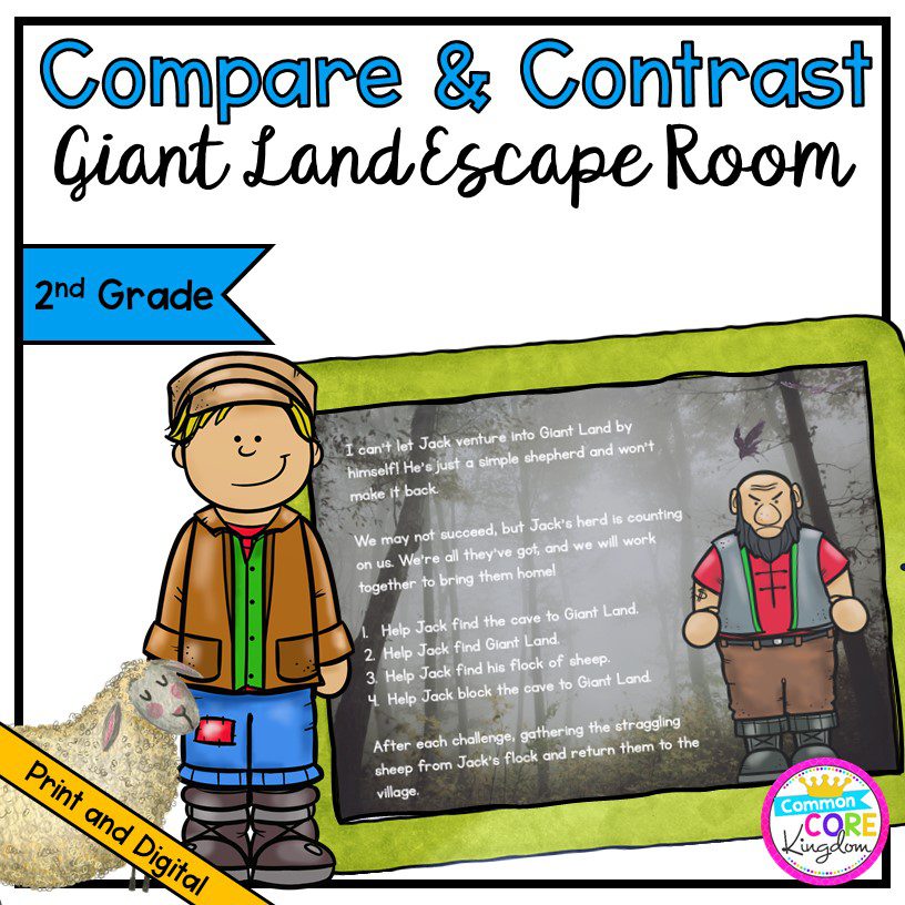 Compare & Contrast Fiction Giant Land Escape Room - 2nd Grade in Digital & Printable Format