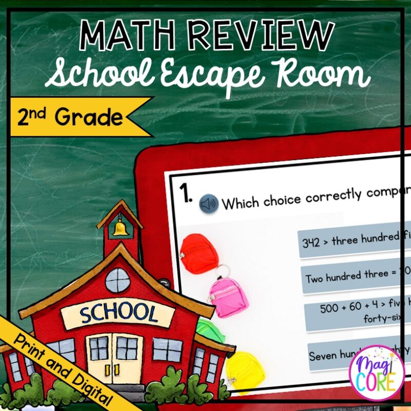 2nd Grade Math Escape Room & Webscape™ - Escape the School End of Year Theme