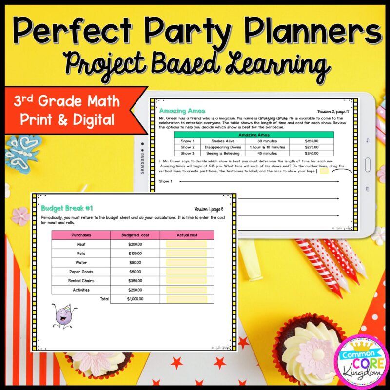 3rd Grade Perfect Party Planners Project Based Learning - Printable & Google Slides Format